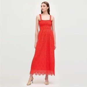 Hill House Anjuli Nap Dress in Red Poppy Eyelet